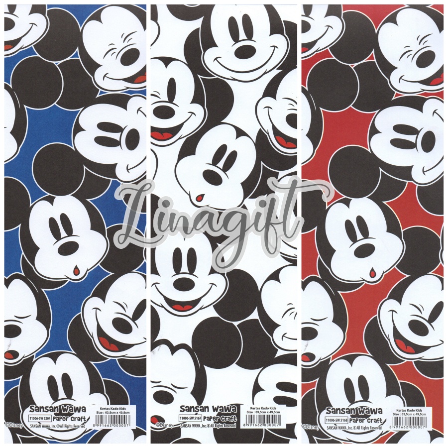 ( 5 Lembar ) MICKEY SANWA - KERTAS KADO - GIFT WRAP PAPER SANSAN WAWA MICKEY MOUSE MINNIE MOUSE AND FRIENDS / TSUM TSUM