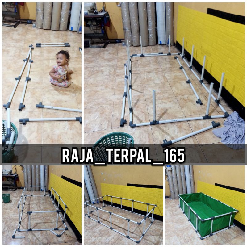 KOLAM TERPAL RANGKA PIPA FULSET 200x100x50