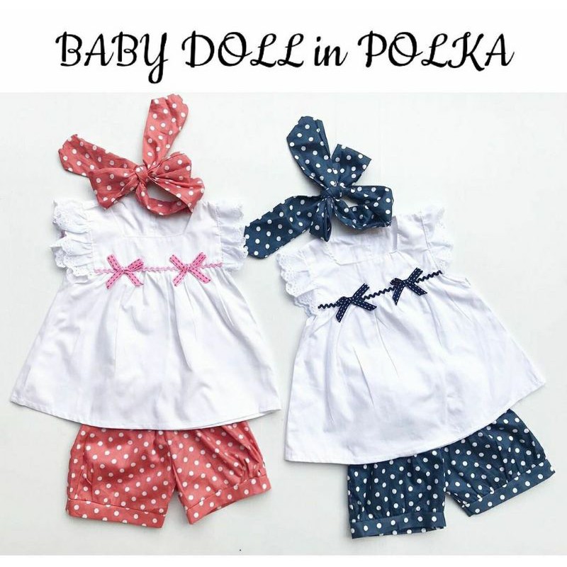 Setelan baju celana bandana motif lucu katun lembut fashion bayi cewek anak perempuan baby girl -bab