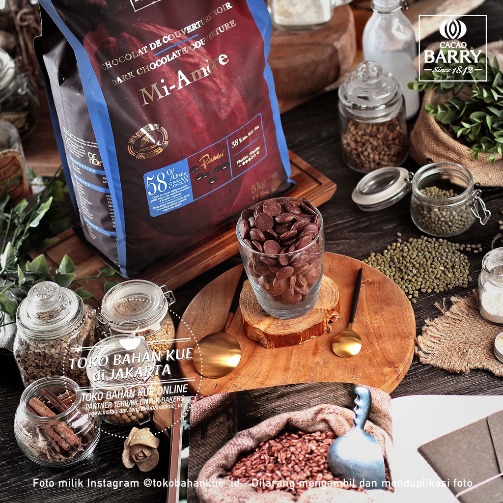 

Cacao Barry Callebaut Mi Amere 1kg 58% Dark Chocolate Couverture