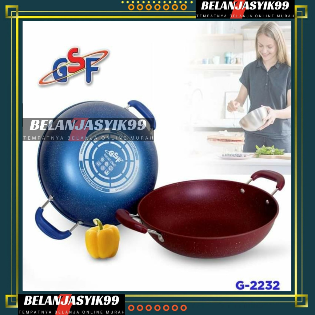 WAJAN WARNA MARBLE ANTI LENGKET UK 30CM - UK 32CM - UK 34CM / WAJAN WARNA MARBLE GSF 32CM G-2232 / G 2232 / G2232 - 34CM GSF 2234