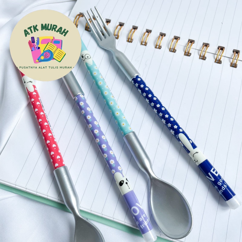 

Pensil Sendok Garpu bensia pencil alat tulis kantor lucu imut Pensil Sendok Grapu bermotif cute unik Alat Tulis Kantor