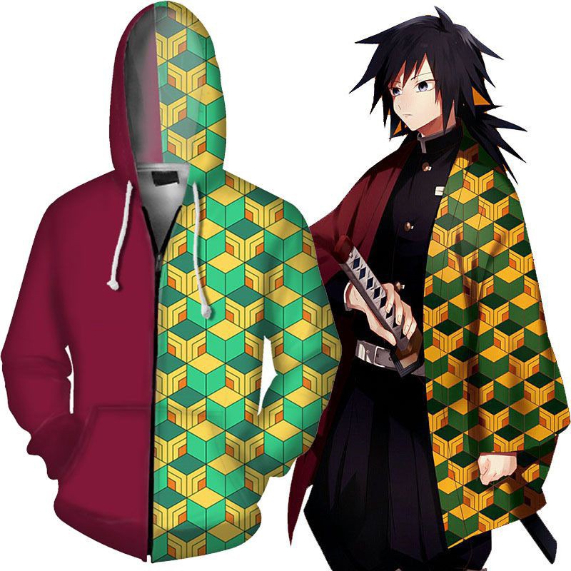 JAKET HOODIE ANIME GIYU TOMIOKA KIMETSU NO YAIBA/JAKET COSPLAY TOMIOKA GIYUU KIMETSU NO YAIBA