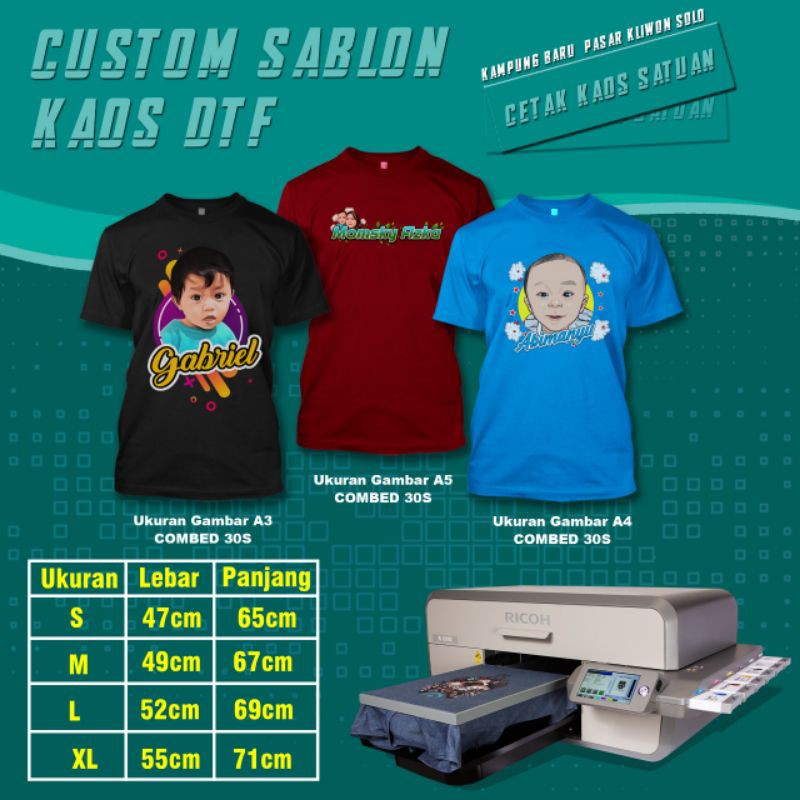 cetak kaos satuan/sablon satuan DTF/cetak sablon foto vektor/desain suka suka