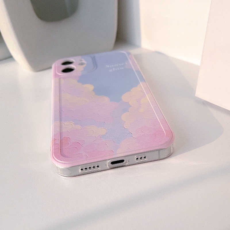 IPHONE Casing Soft Phone Case Warna Pink Biru Langit Gradasi Hola Dyeing Untuk Iphone7 8 PLUS X XR XS 11 12 13 14 MINI PRO MAX SE 2020