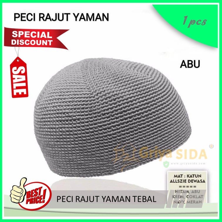 Peci rajut yaman tebal polos peci hadramaut super premium oleh2 haji asli peci rajut tebal PROMO!