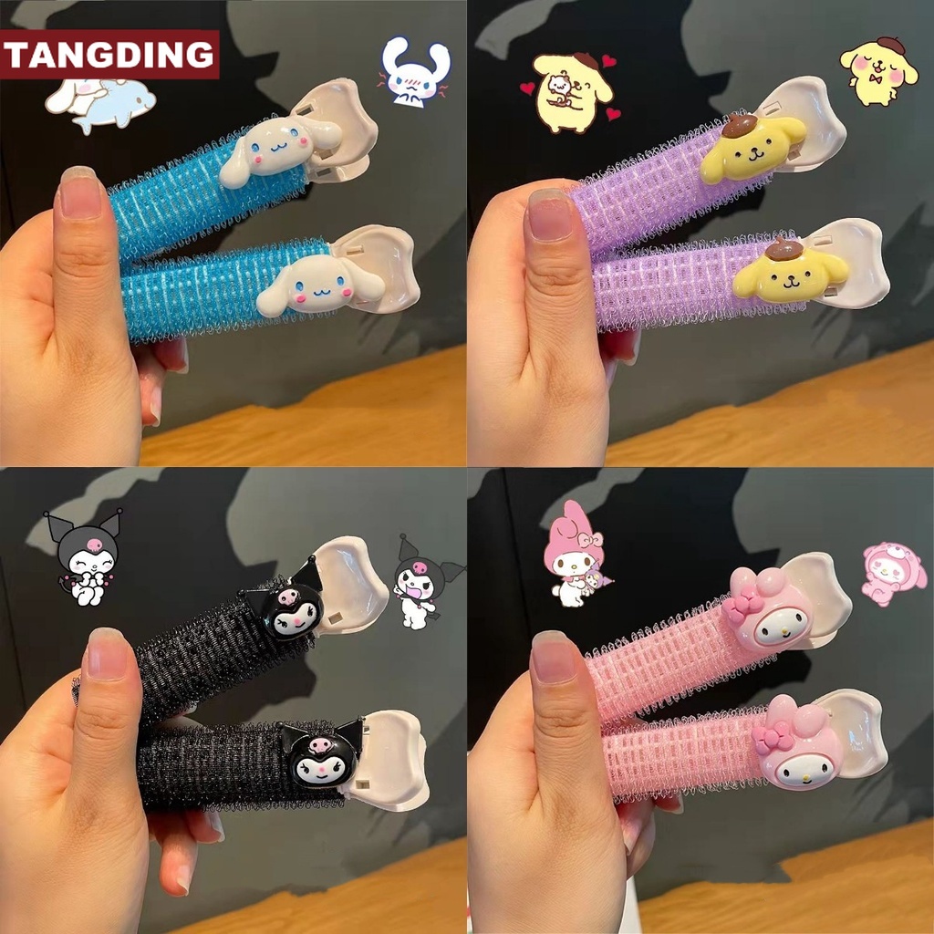 【COD Tangding】2pcs / set Rol Rambut Poni Keriting Motif Kartun Bahan Plastik Untuk Wanita