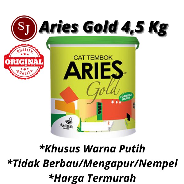 ARIES GOLD Galon 4.5 KG Cat Tembok Dinding Plafon INTERIOR SUPER WHITE PUTIH