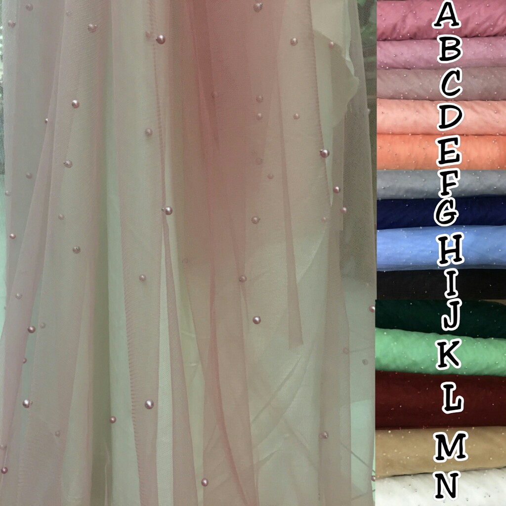 Bahan Tulle polos Mutiara / Tile Mutiara