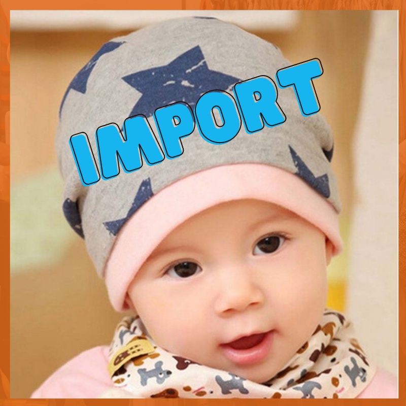 Topi Bayi Anak Laki IMPORT Usia 1 2 3 Tahun - Kupluk Bayi Bintang Elastis dan Nyaman - Kupluk Import