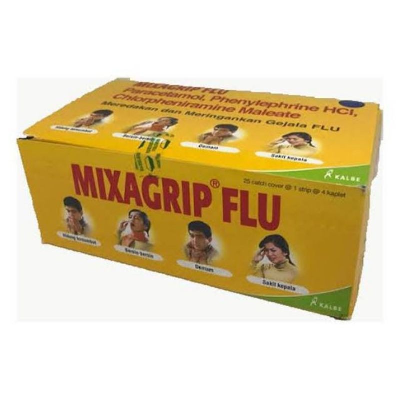 Mixagrip Flu 1Box Isi 25strip 1plex isi 4 tablet,per BOX.