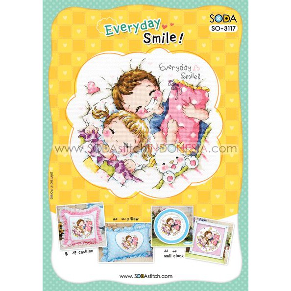 Paket DIY Craft Sulam Kristik Strimin Cross Stitch Sodastitch SO-3117 - Everyday Smile Korea Couple