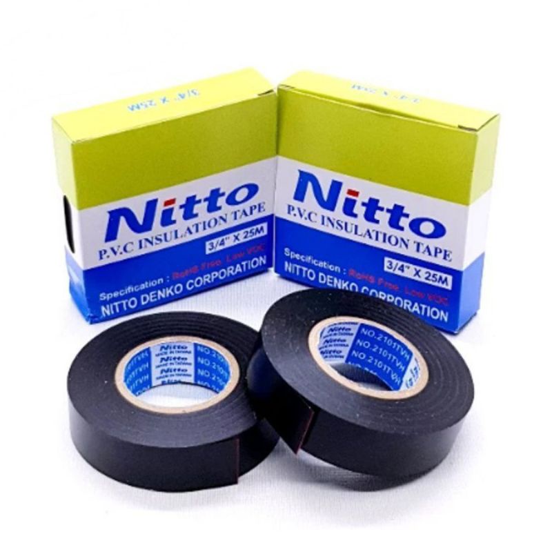 Nitto Lakban Hitam/ Isolasi Listrik Nitto 3/4 x 25M