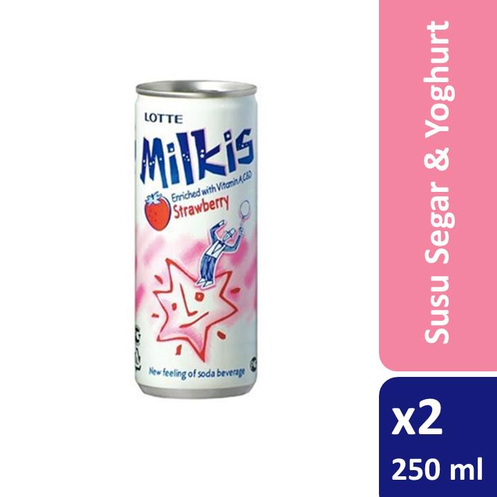  Lotte  Milkis Strawberry 250 ml x 2 pcs Shopee Indonesia