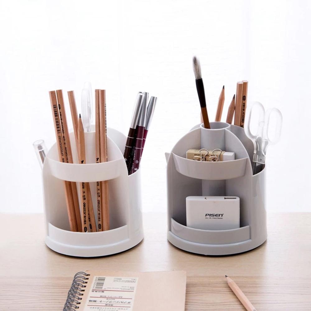 [Elegan] Desk Pen Organizer Aksesoris Kantor Desktop Storage Desktop Candy Pencil Case Tempat Pulpen Plastik