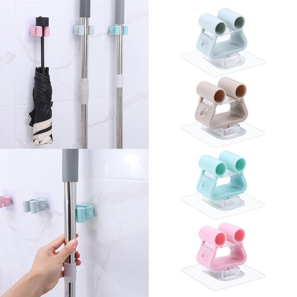 TOP Mop Clip Hook Bathroom Tool Self-adhesive Holder Kitchen Shelf