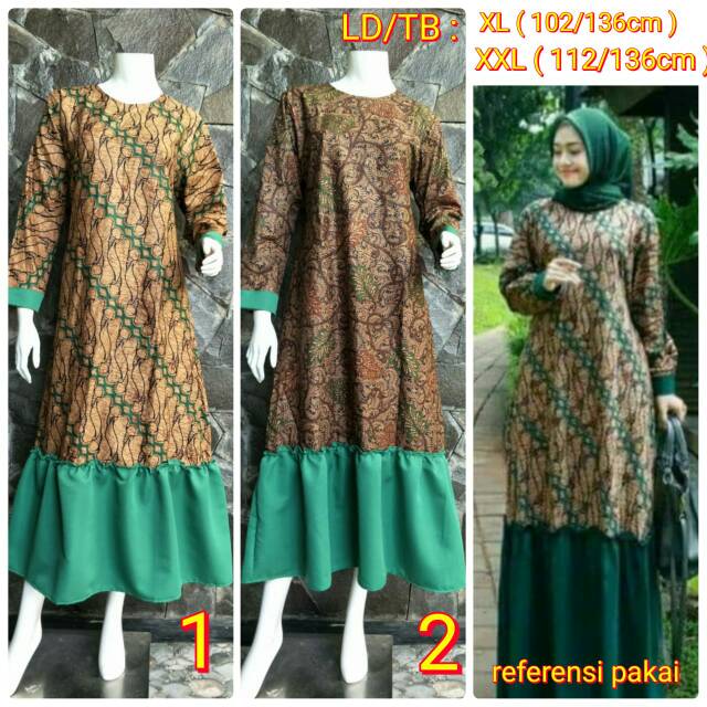 BATIK GAMIS KOMBINASI POLOS