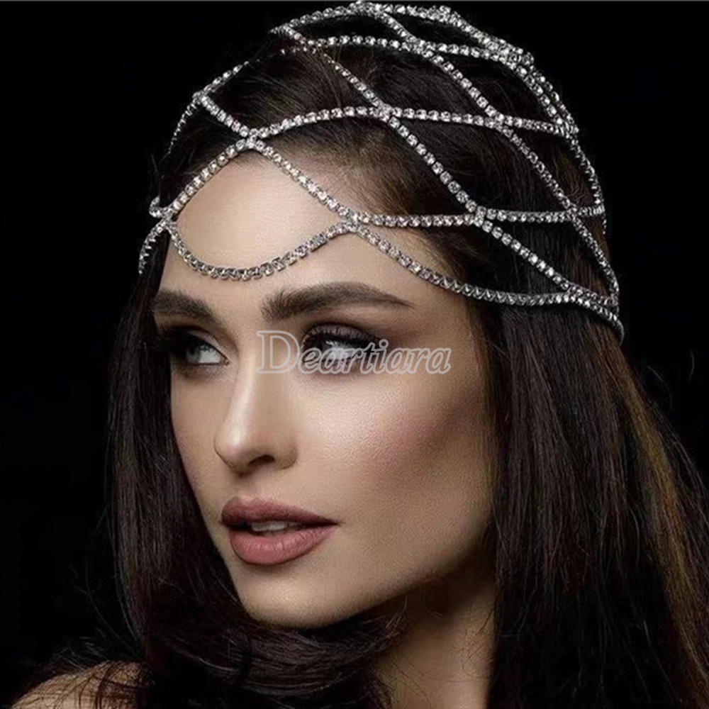 Fashionable Mesh Rhinestone Hair Chain Temperament Multi-layer Full Diamond Hair Accessory