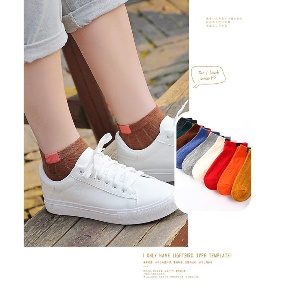 ✌️ Veshop ✌️ A052 Kaos kaki Motif Petak Kaoskaki Pendek Semata Kaki Unisex Pria Wanita Import-3