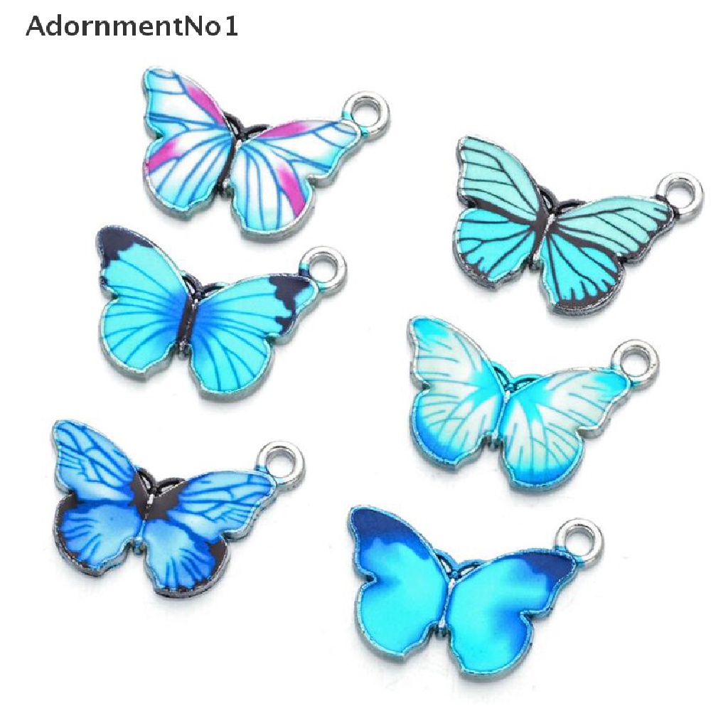 (AdornmentNo1) 10pcs / Set Liontin Enamel Bentuk Kupu-Kupu Biru Untuk Membuat Perhiasan DIY