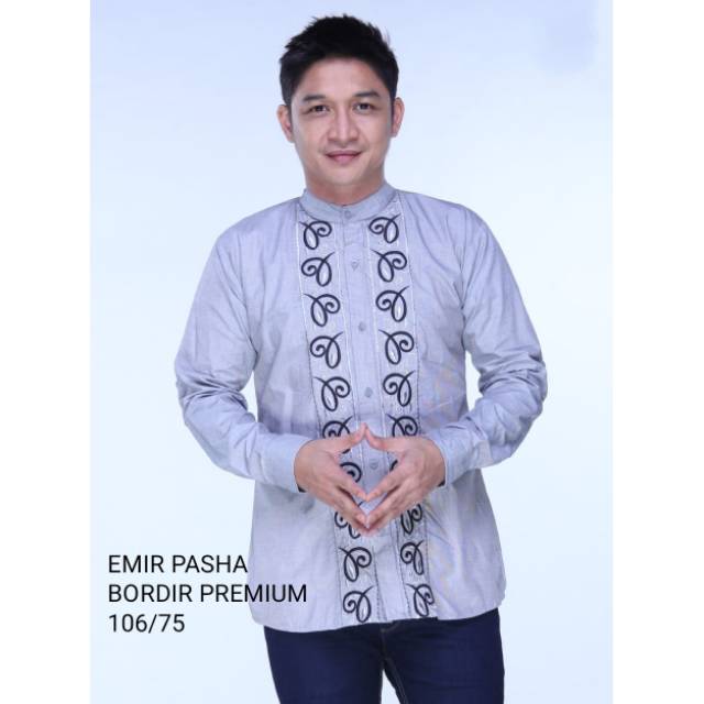 TOTOTAshop.Kemeja KOKO EMIR PASHA,Bahan cotton OXFORD premium.Motif BORDIR.Lengan panjang.