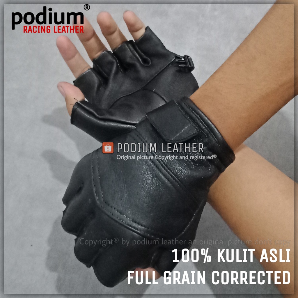 SARUNG TANGAN KULIT MOTOR ASLI WANITA PRIA GARUT SETENGAH JARI HALF FINGER ORIGINAL ASLI 100% DOMBA 