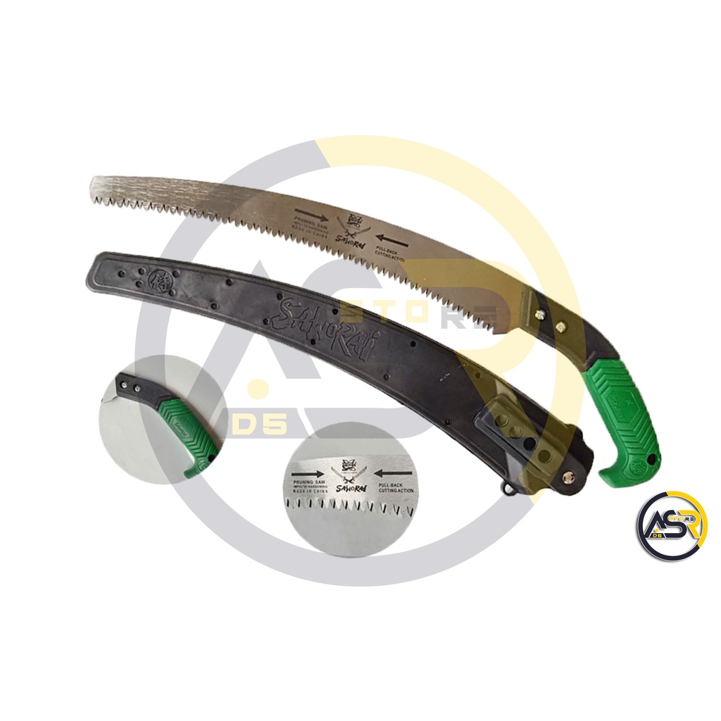 berkualitas Gergaji Ranting Samurai + Sarung Gergaji Tangkai Lengkung Heavy Duty Pruning Saw Sarung 
