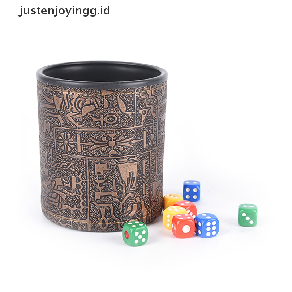 // justenjoyingg.id // 1 pc High Quality Brown Leather Rune Dice Cup PU leather 82x82x91mm ~