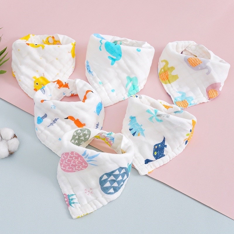 Leleoncare Baby Bibs Cotton Halus Celemek Makan Minum MPASI Bayi Bib Tadah Air Liur Muslin