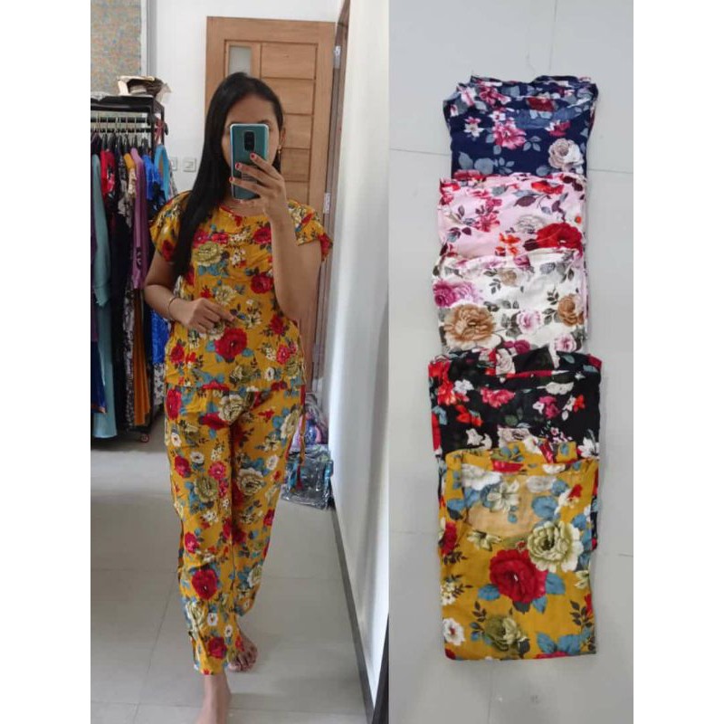 setelan celana panjang katun bali