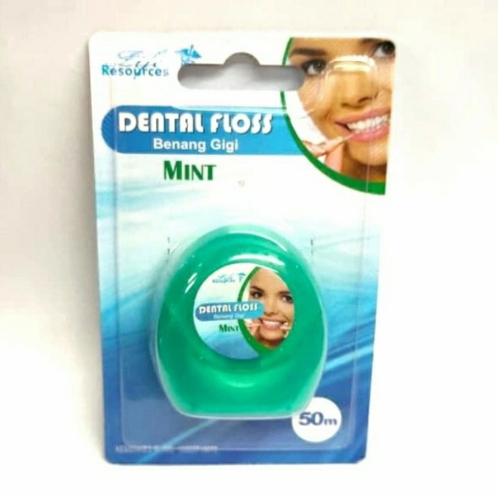 dental floss benang gigi mint / waxed 50m liferesources