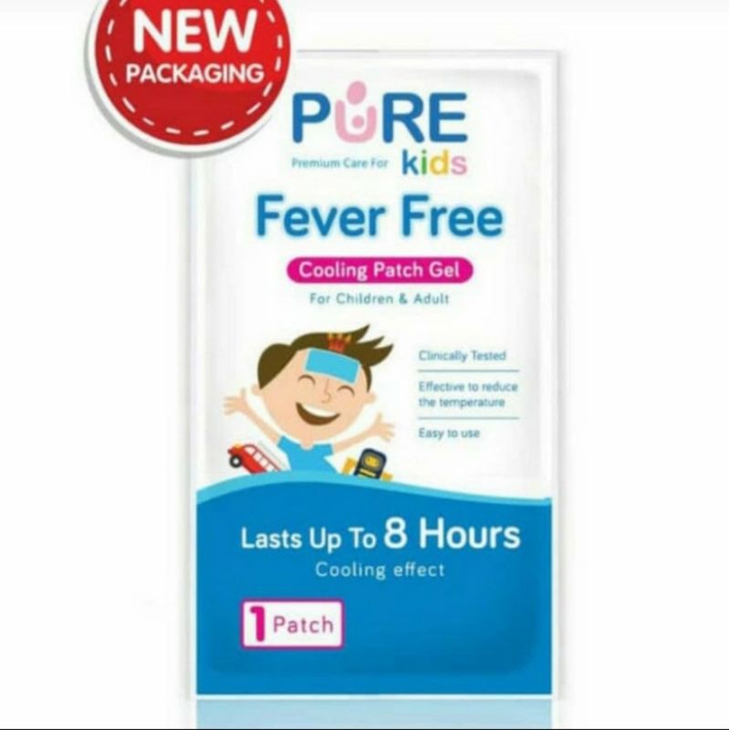 PURE KIDS Fever Free Cooling Patch Gel 1pc Penurun Demam Anak Kompres Demam