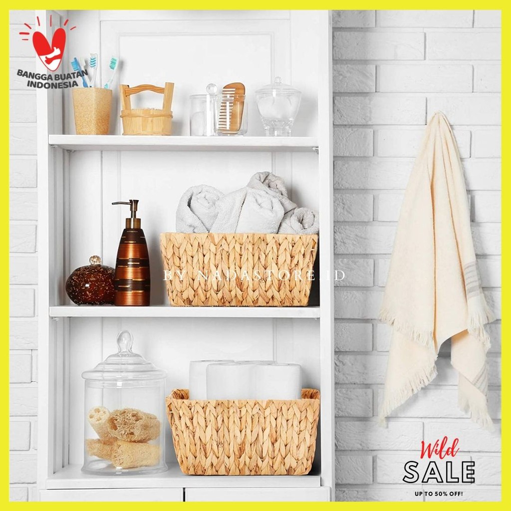 Water Hyacinth Storage Basket Natural Organizer Wicker Basket Hampers Hamper anyaman Enceng gondok