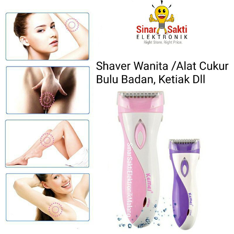 Lady Shaver Alat Cukur Bulu Kemaluan Badan Ketiak Wanita Pria Kemei