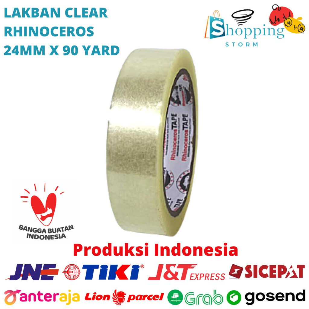 

Lakban Bening Isolasi Bening Tape Bening RHINOCEROS Tape Clear 24MM x 90YARD Lakban Bening Putih 1 inci Isolasi Solasi Selotip Alat Tulis