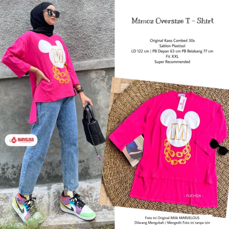 MIMOZ OVERSIZE T-SHIRT BY MARVELOUS / KAOS KATUN WANITA MUSLIMAH / katun combed halus