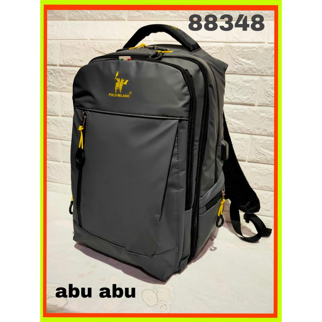 TAS PUNGGUNG PRIA POLO MILANO 88348 - TAS RANSEL TRENDY + FREE USB - RANSEL ANTI AIR - TAS MURAH