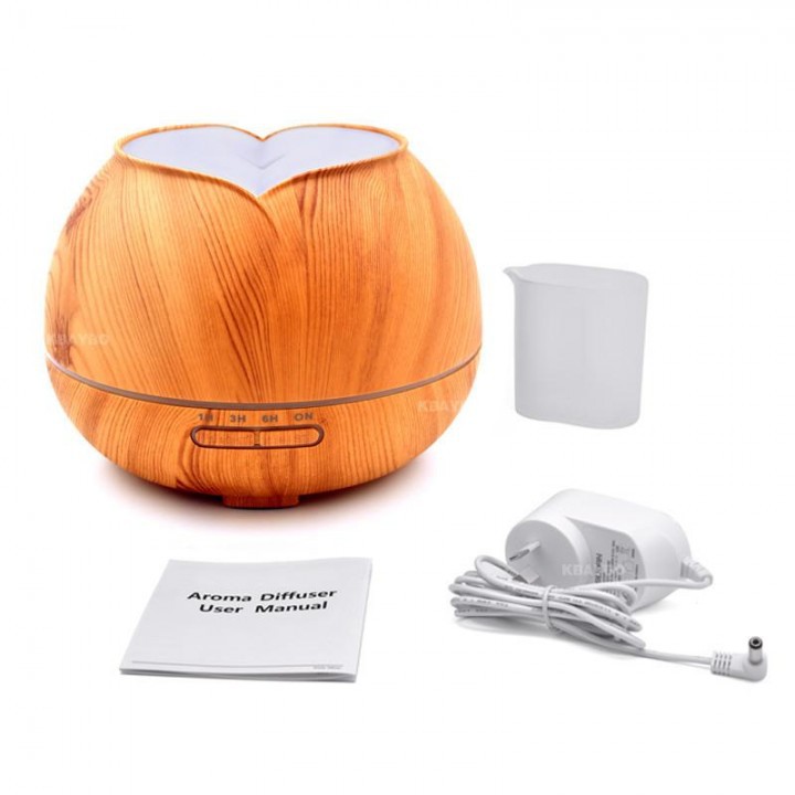 H31 Wooden Humidifier Aroma Diffuser 7 Color LED Light 300ml Brown