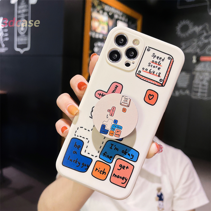 Casing Tetris Game OPPO Reno 5 4 5F 4F A54 A15 A5S A3S A16 A95 A7 A5 A9 A31 A53 2020 A12 A1K A74 A15S A52 A11K A92 A35 A11 A93 A32 A72 A94 A53S F17 PRO A16S A12S A12E A33 Y20 Y12 5 5i C3 C25 C12 A12 Silicone Case Stand Holder