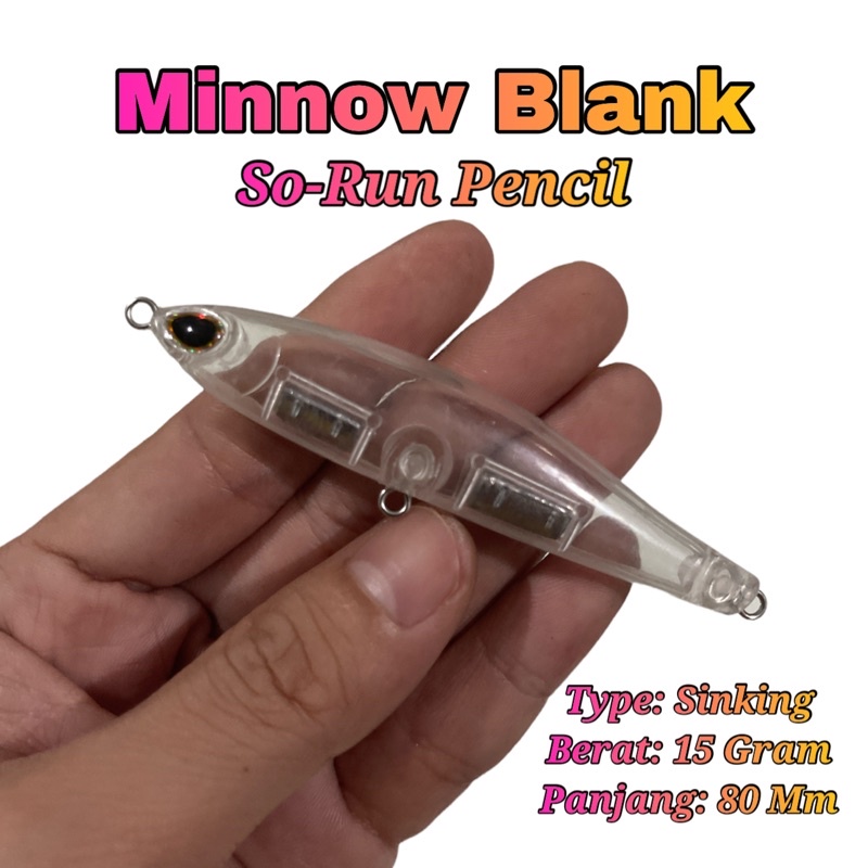 minnow blank sorun pencil 80mm 15gram free mata