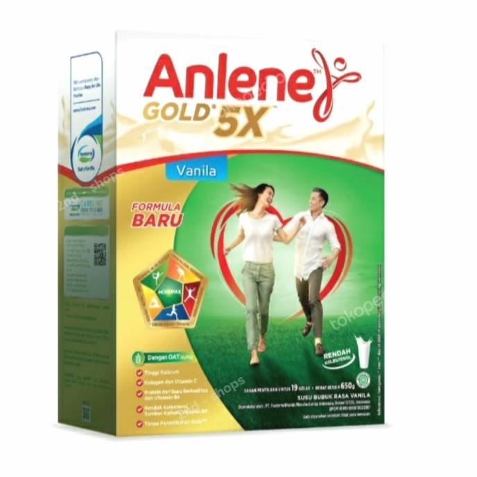

(BISA COD) Anlene Gold Plus Vanilla 5X (650 Gr) TERJAMIN Kode 7