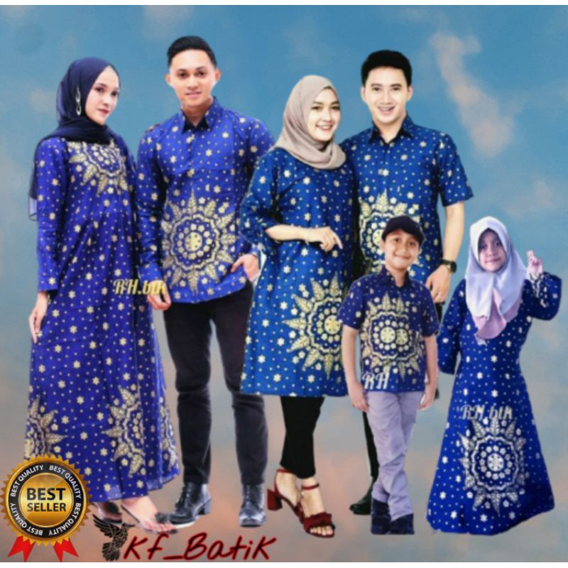 Batik Couple Keluarga Sania Ruffle Ori Ndoro Jowi Dnt Matahari Biru