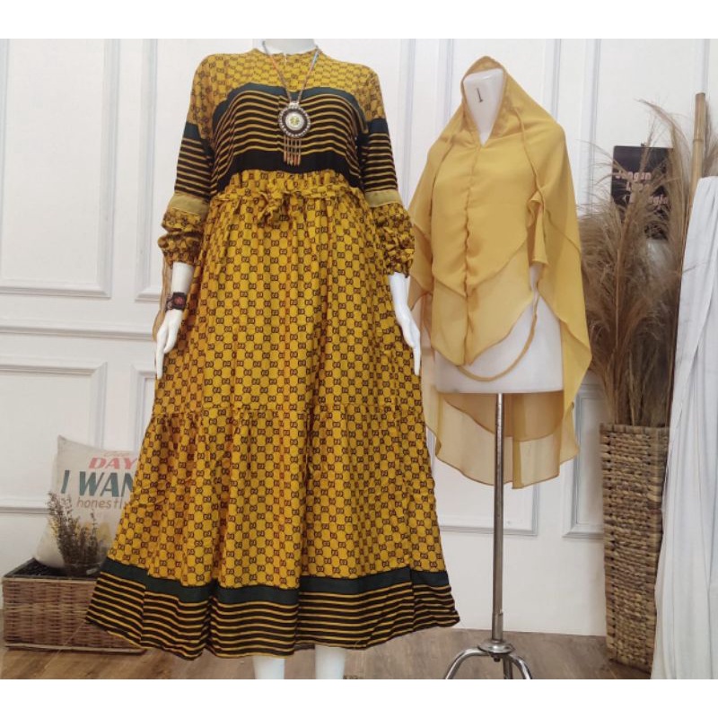 Gamis Bergo Dior Set Hijab Rayon