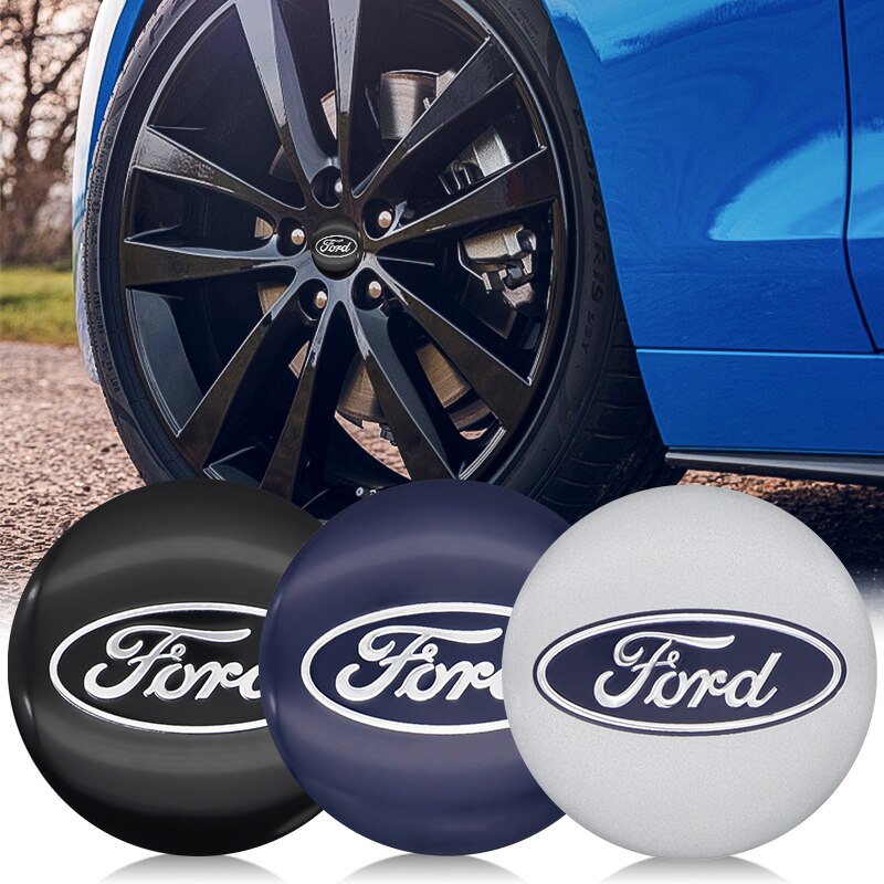 4pcs Stiker Cover Hub Tengah Velg Mobil Bahan Aluminum 56mm Untuk Ford Ka Focus Fiesta Ranger T6 / T7 / T8 Model Fusion