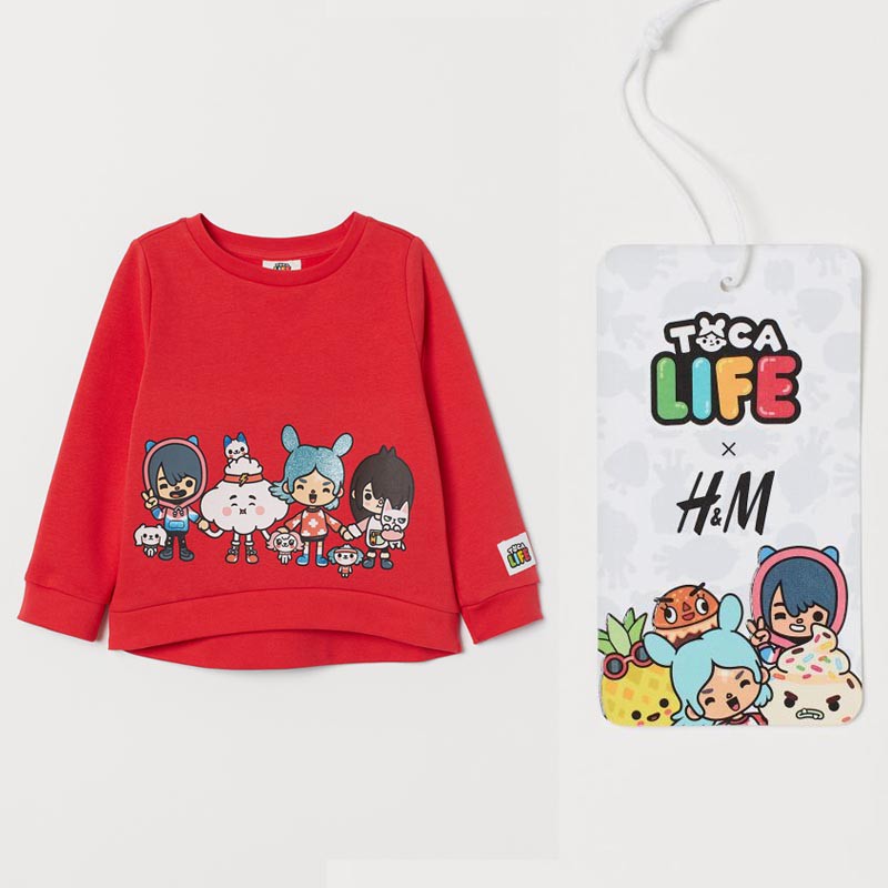 H&M kaus sweater anak Toca life red