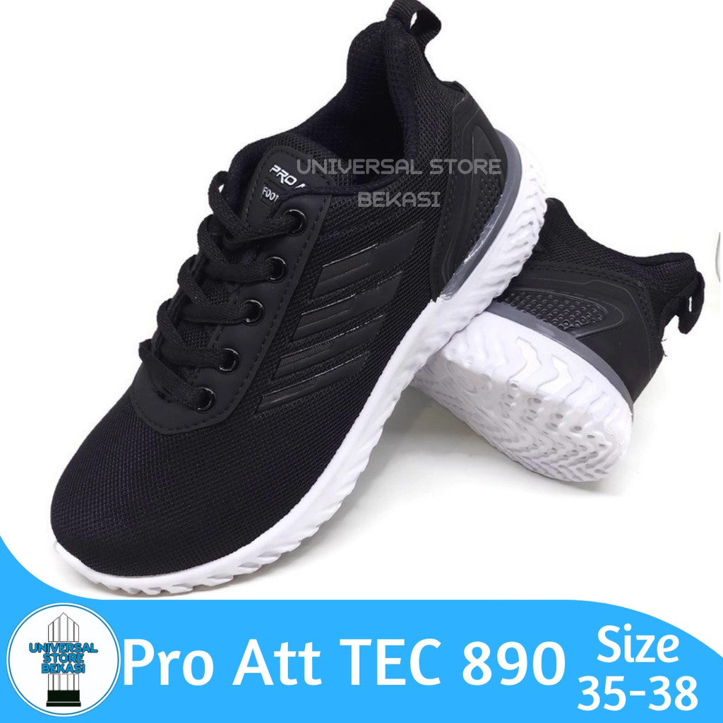 Sepatu Sekolah Anak Laki Pro Att TEC 890 Hitam Putih Sepatu Sekolah SD Sneakers Anak Cowok