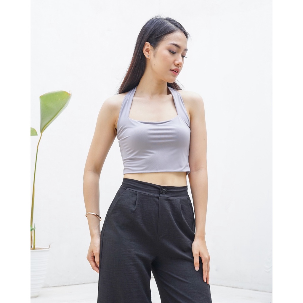 MODAVIE - BELLE HALTER TOP Tanktop Korea Crop Top Korean Halter Tank Top