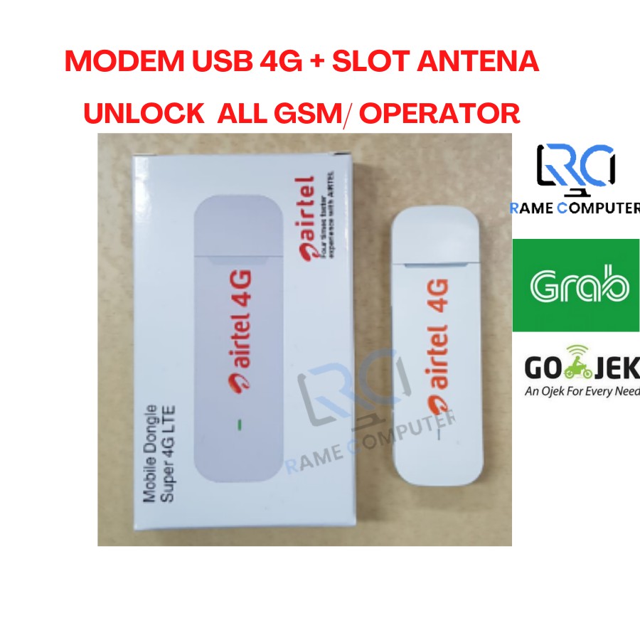 MODEM USB 4G AIRTEL Modem E3372h - 153 SUPPORT ALL GSM DAN ROUTER TP-LINK + DUAL SLOT ANTENA Hilink