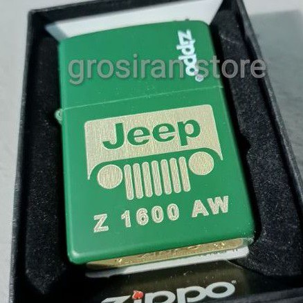 zippo Jeep hijau custom logo ukir grafir nama kado korek matte