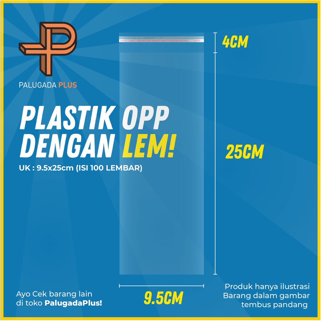 

PLASTIK OPP LEM UK 9.5x25cm +4cm (LEM) 1pack isi 100